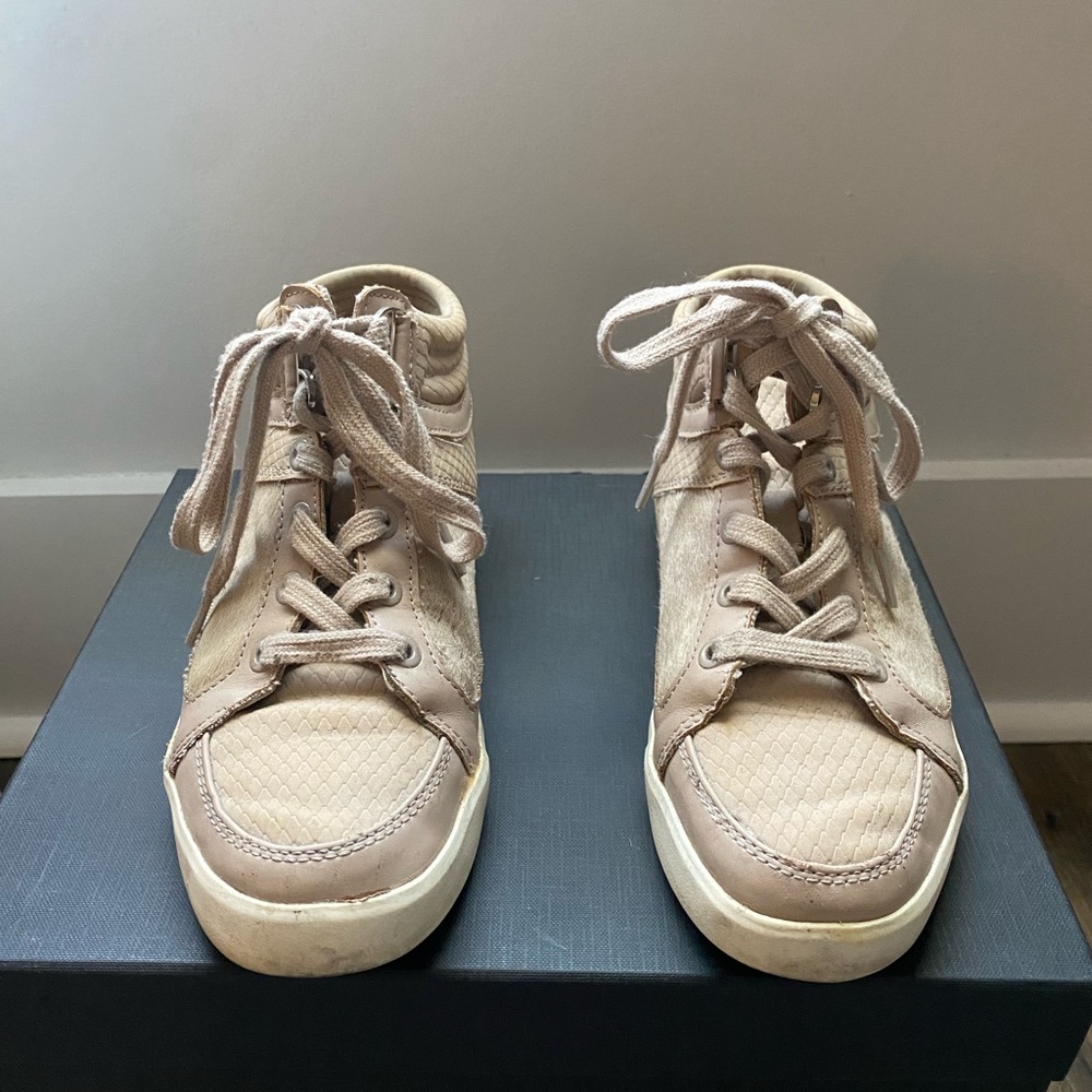 Calvin Klein “Lyda Lizard” high top sneaker in tan